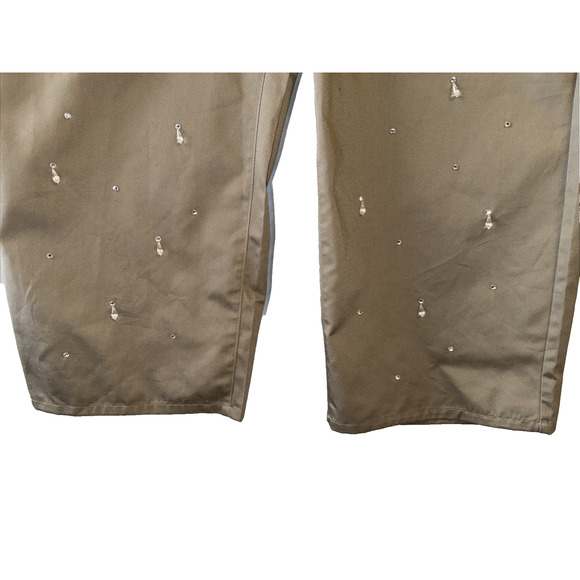 Future Collective Wide Leg Mid-Rise Olive Embellished Pants Size 24 - Picture 5 of 12
